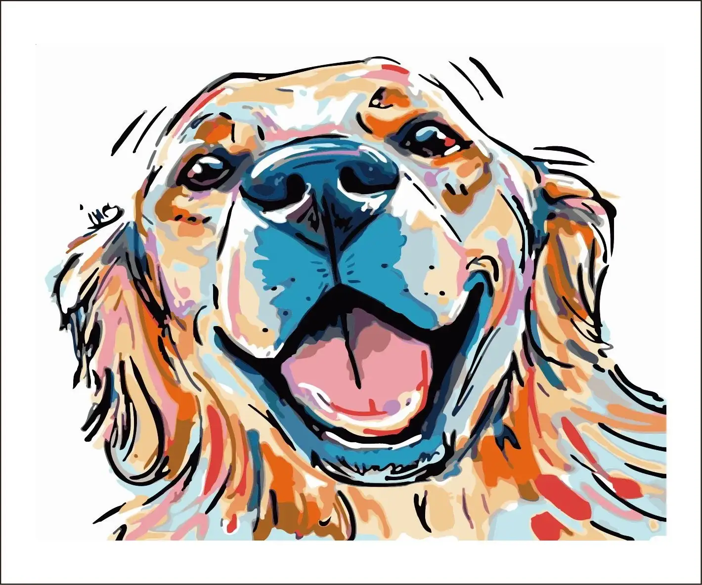 1 (1) Colorful Golden Retriever Dog