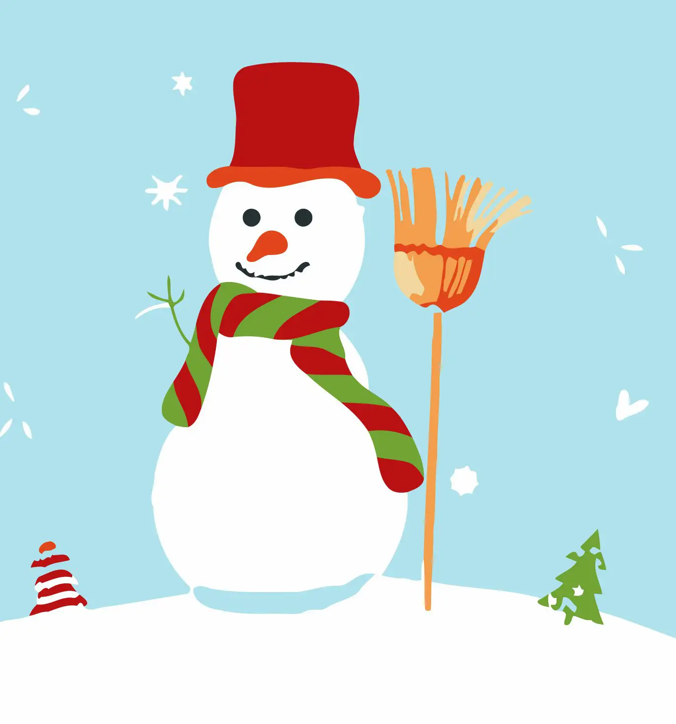 1 Snowman holding a broom