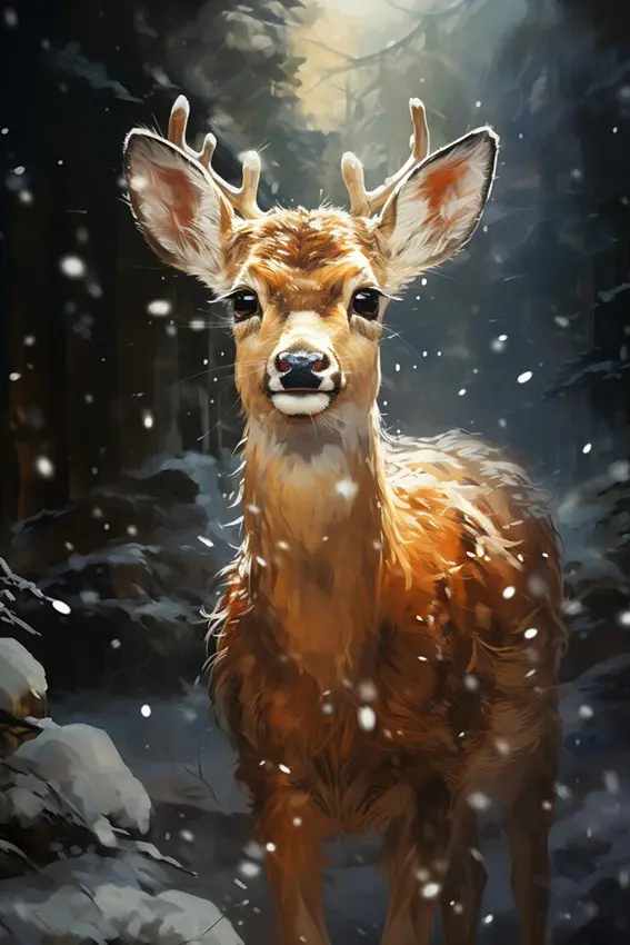1 Deer in snow