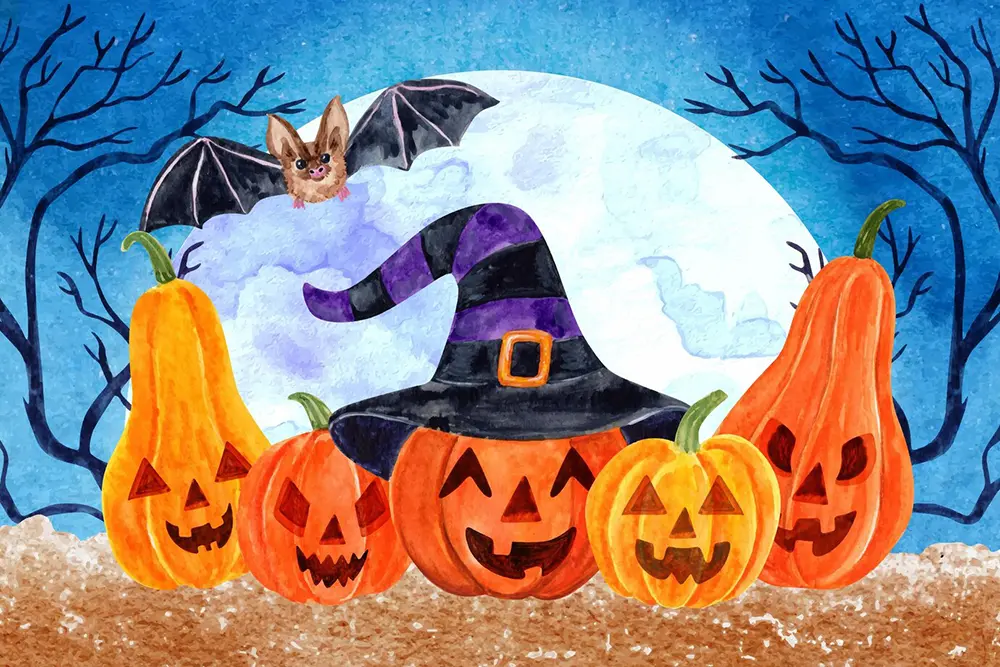 1 Bat pumpkin painting