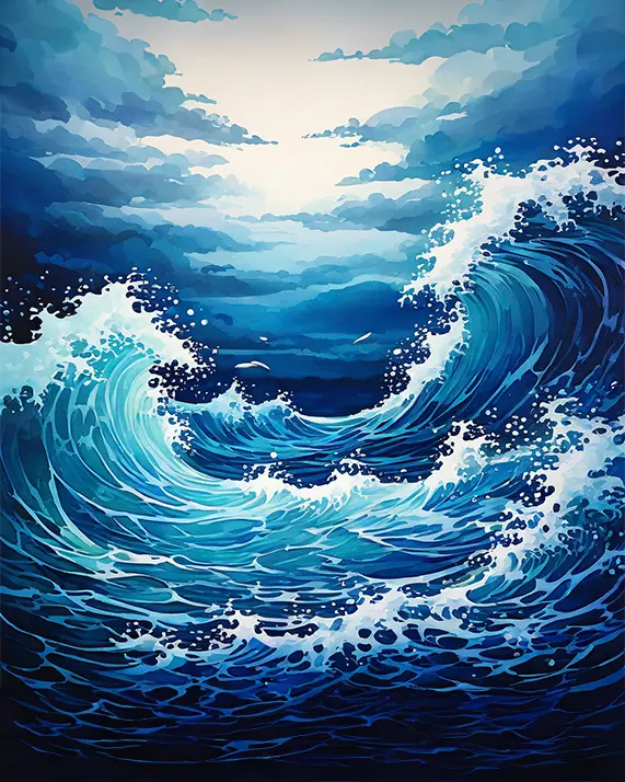 1 Acrylic wave painting