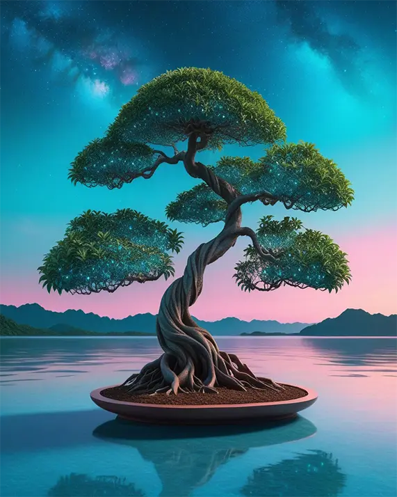 1 Huge bonsai tree painting