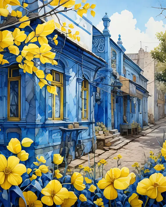 1 Blue and yellow painting