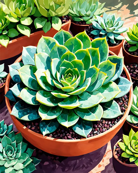 1 Watercolor painting succulents