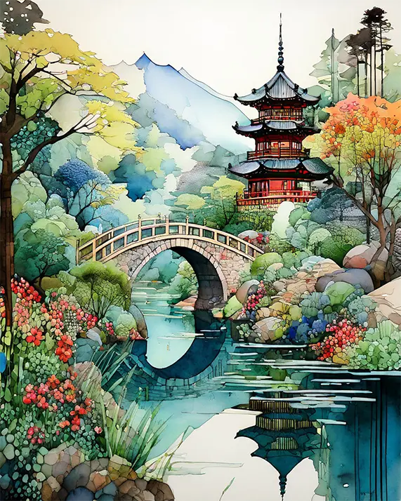 1 Watercolor painting japanese