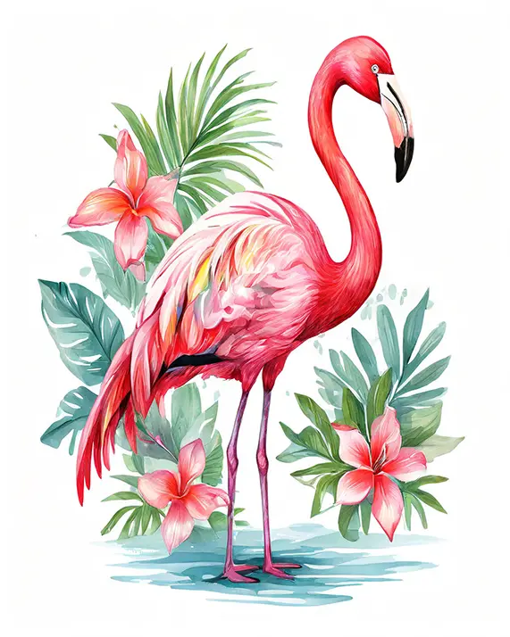 1 Watercolor flamingo bird