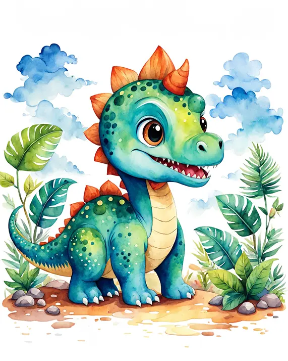 1 Watercolor dinosaur