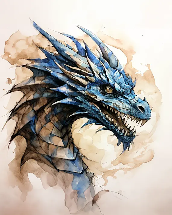 1 Dragon watercolor painting