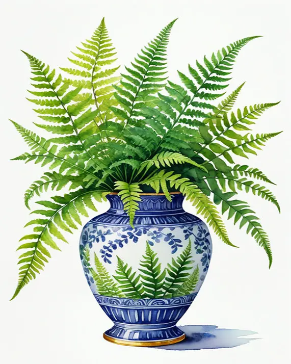 1 Fern watercolor painting