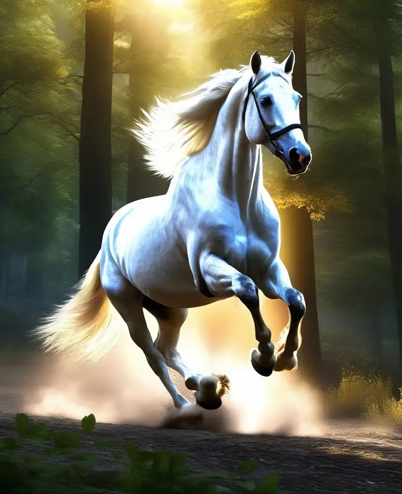 1 Acrylic white horse running