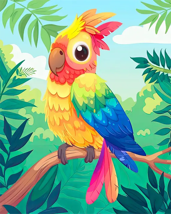 1 Parrot perched on a branch