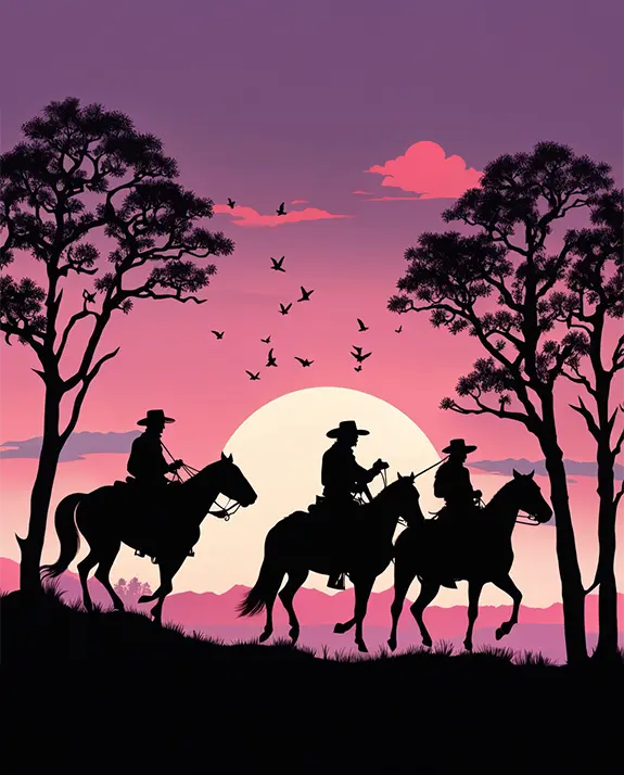1 Silhouetted cowboys