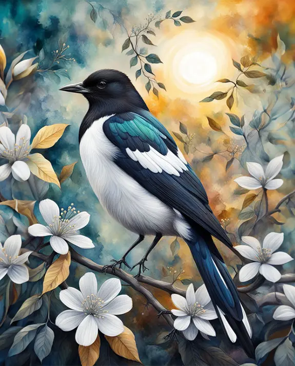1 A watercolor magpie painting