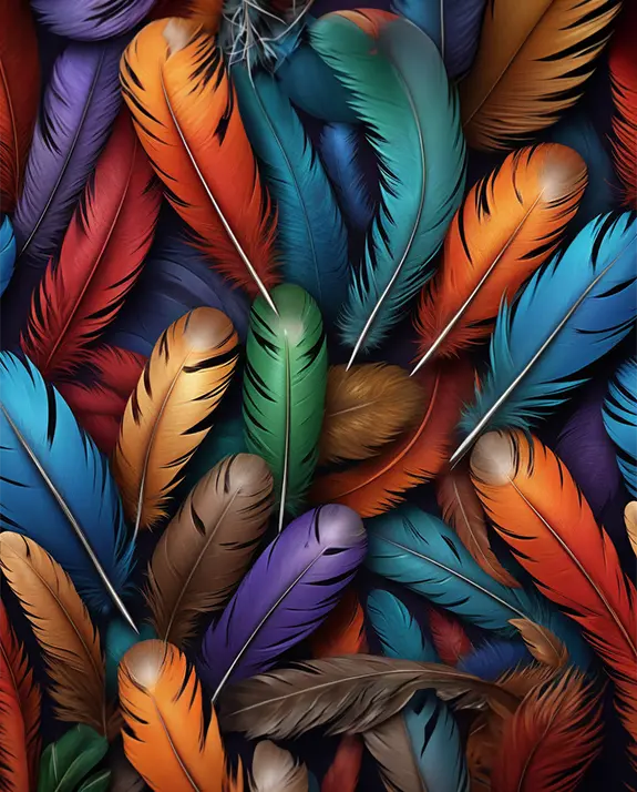 1 Beautiful colorful feathers