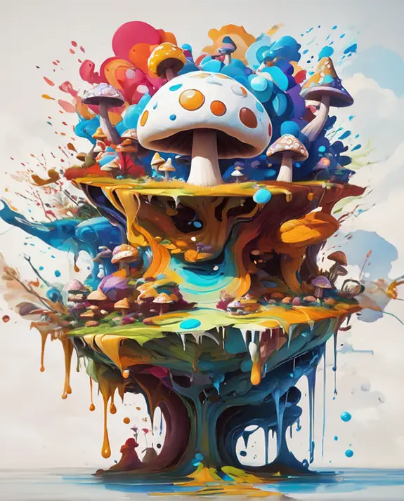 1 Mushroom with swirling colors