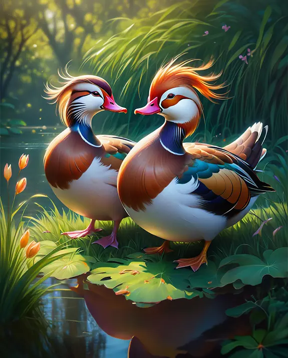 Two mandarin ducks Two mandarin ducks