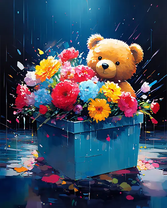 Teddy bear holding a bouquet Teddy bear holding a bouquet