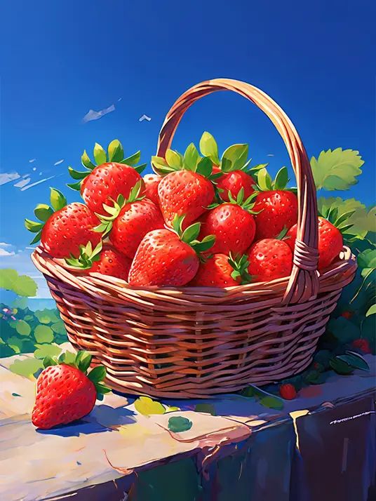 1 A basket of strawberries