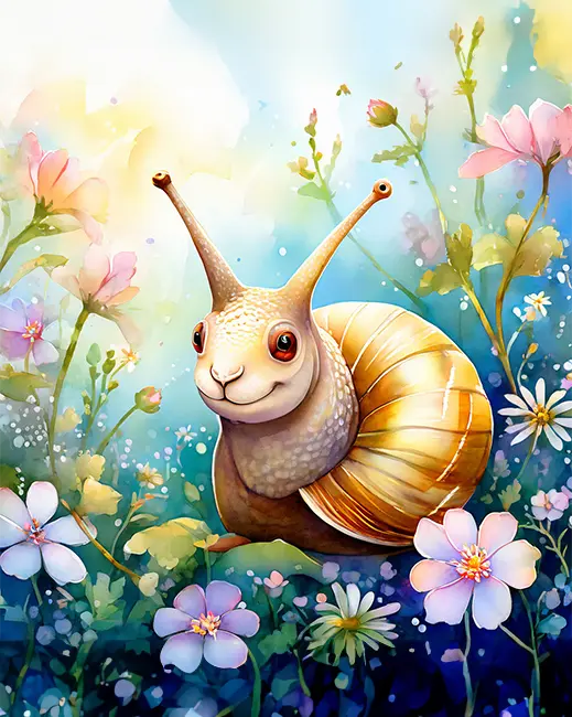1 Snail in flowers