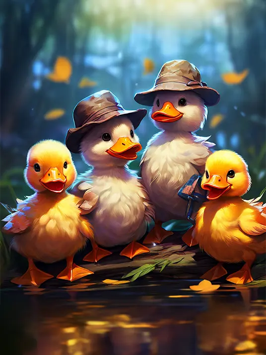 1 Cute fluffy ducklings