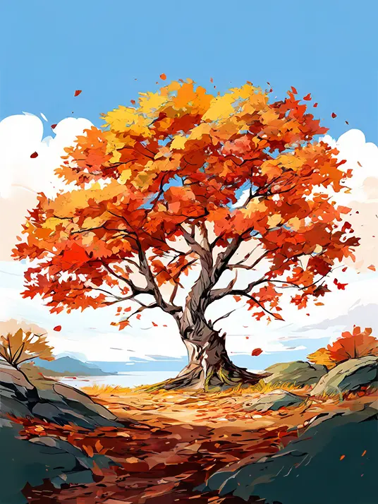 1 Fall tree painting