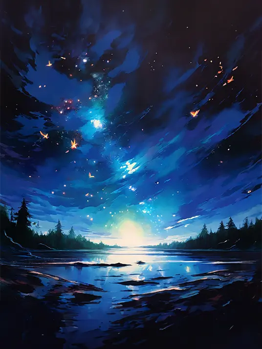 1 A blue sky with stars