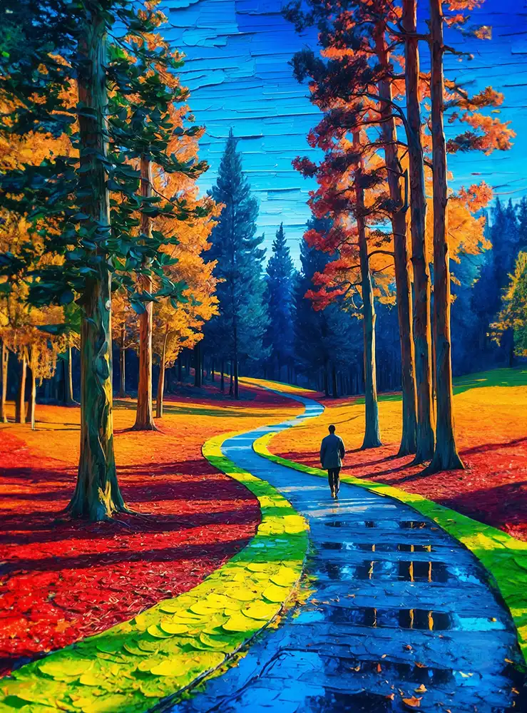 1 Rainbow road in a forest