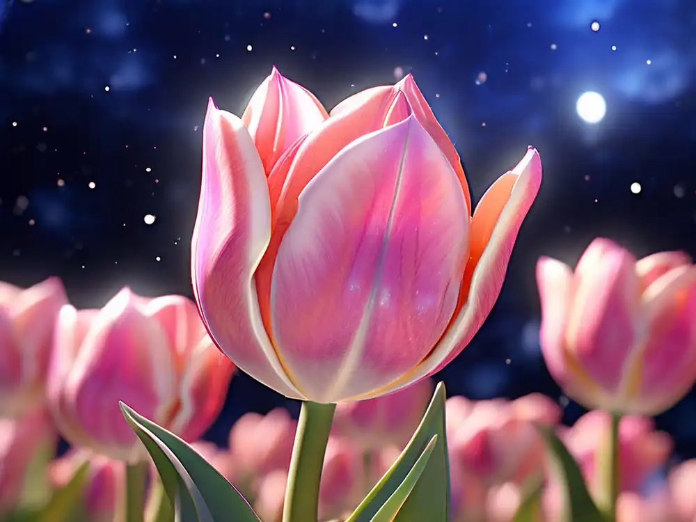 1 Tulip under a starry sky