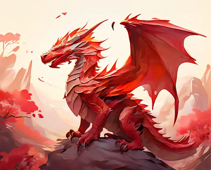 1 Red dragon painting