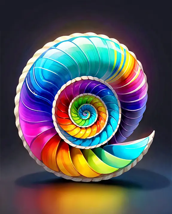 1 Rainbow stone spiral in shell