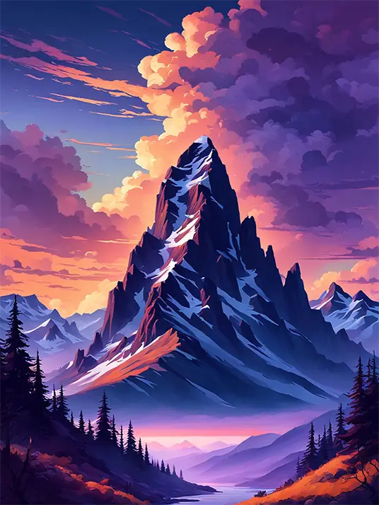 1 Mountains with a pink sky