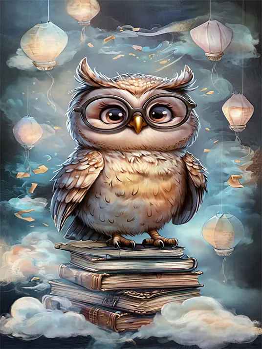 1 Owl with books