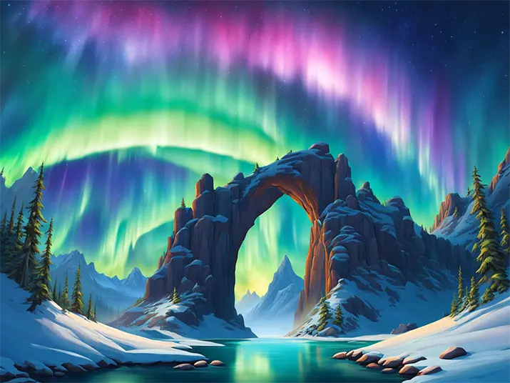 1 A rainbow shines over a cave