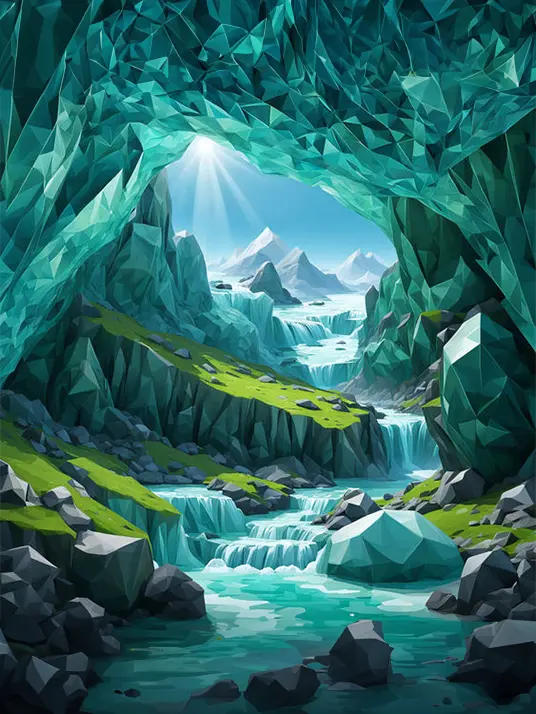 1 Ice cave with a stream