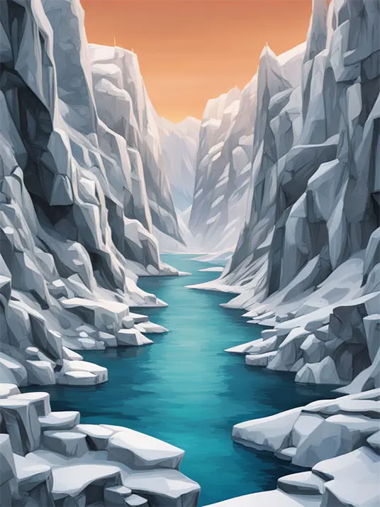 1 Frozen river in a blue world of ice