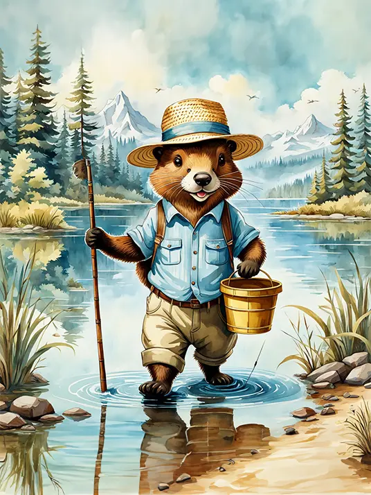 1 Cute woodland european beaver