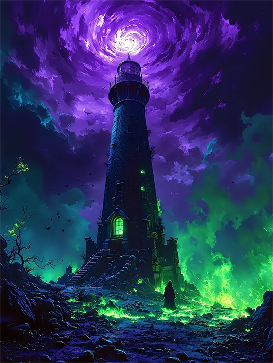 1 Lighthouse on a rocky shore