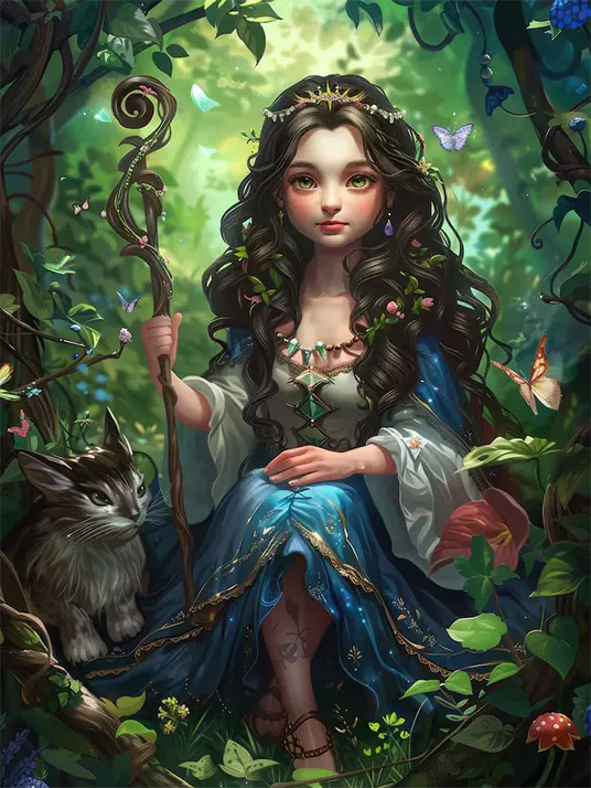 1 Cartoon princess in nature