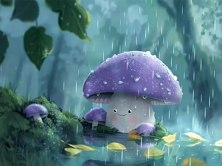 1 Cute purple mushroom