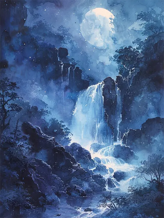 1 Moonlight waterfall