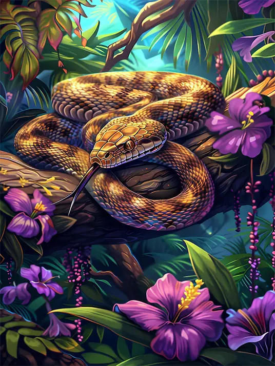 1 Glowing snake in mystical forest