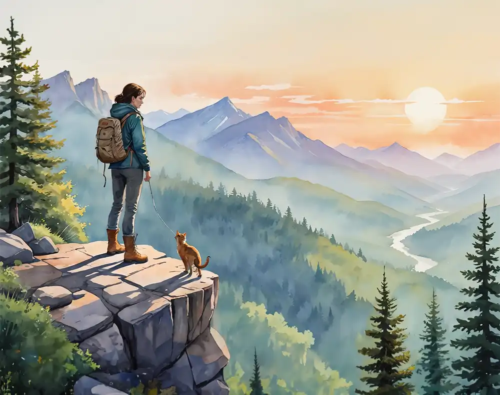 1 Woman hiking a mountain trail