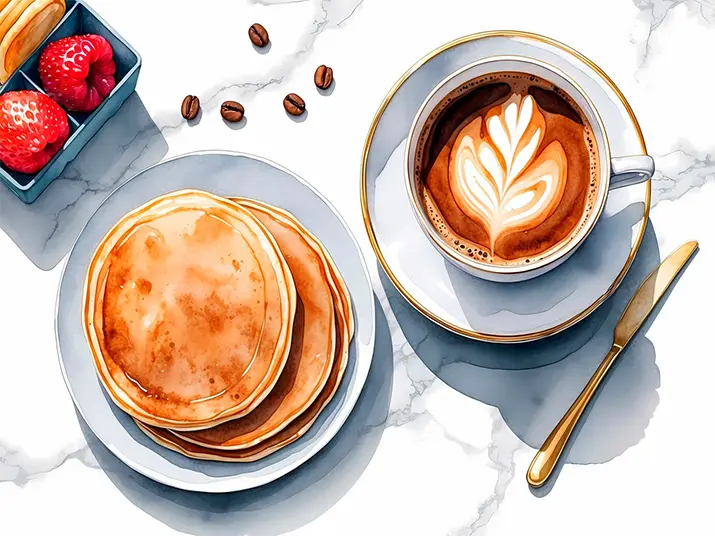 1 Watercolor pancakes and coffee