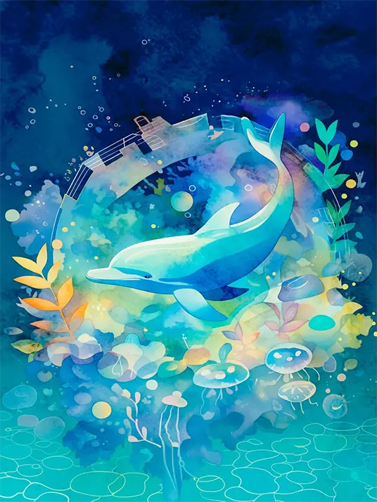 1 Whimsical dolphin painting