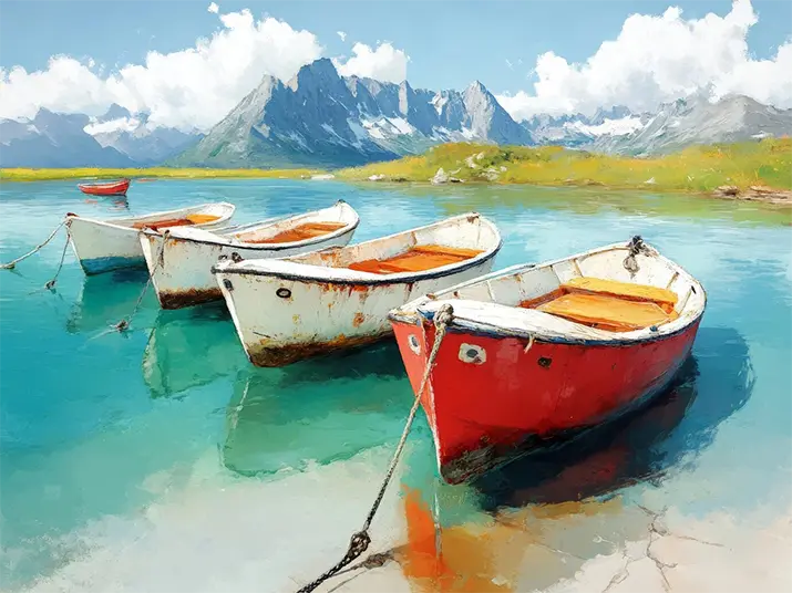 1 Digital art style illustration of river and nature