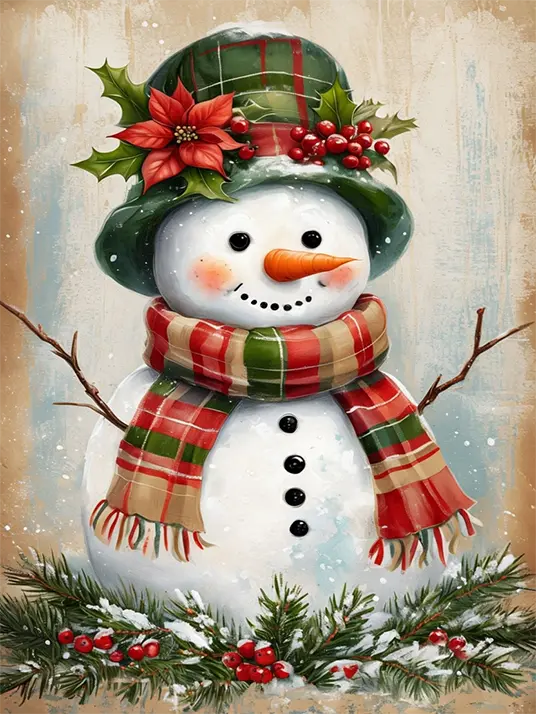 1 Cheerful festive snowman