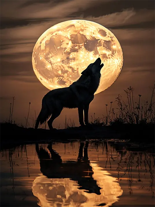 1 Ethereal wolf howling at the moon