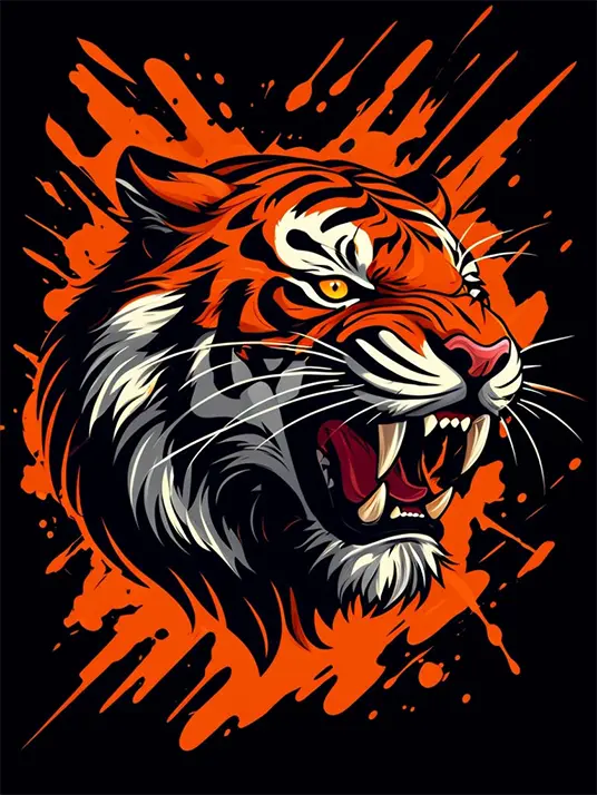 1 Fierce roaring tiger