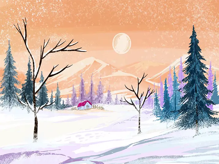 1 Falling christmas snow and tree