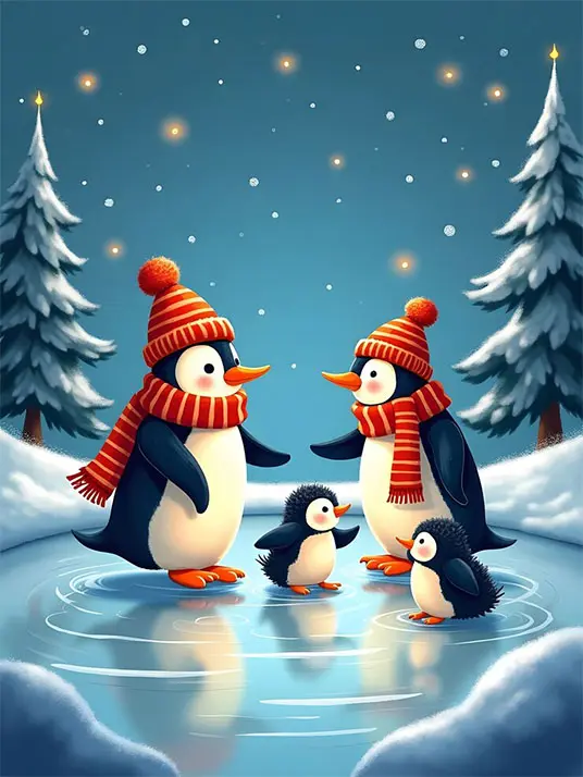 1 Winter scene in childish style